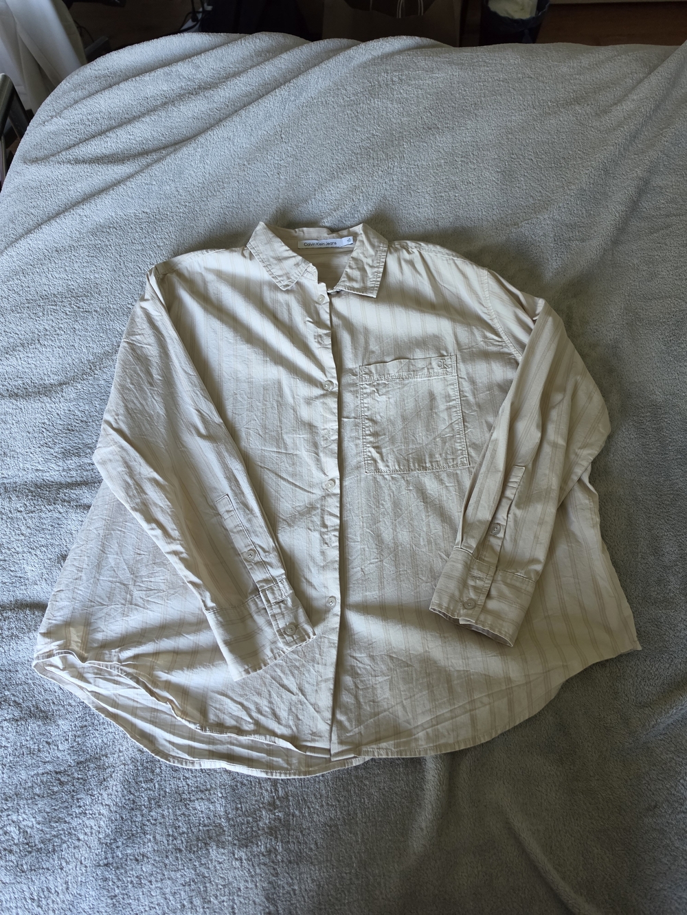 Calvin Klein Jeans Cream Button-Down Long Sleeve Shirt